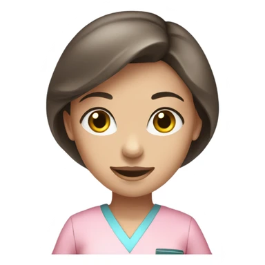 Young blue-eyed brunette Female Dentist wearing pink scrubs  sticker