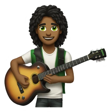 eight string guitar player light skin green eyes dark hair sticker