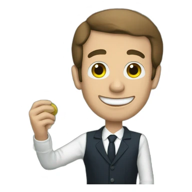 Macron is holding a 50€ bill sticker