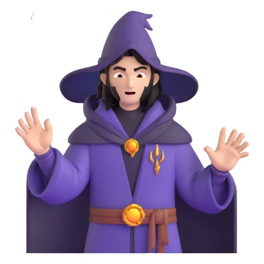 person with open palm hand toward viewer, mage casting spell, wrathful face, lightning in background sticker