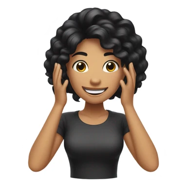 Black hair girl flipping her hair with one hand with a smile  sticker