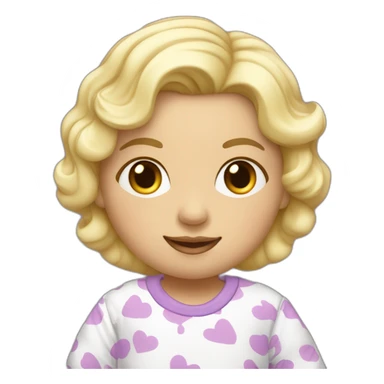 Bébé blonde en pijama blanc et des bottes mauve  sticker