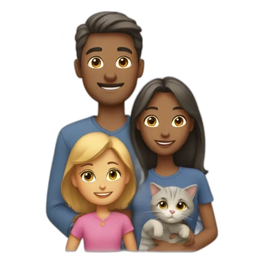 Family of 4with cat sticker
