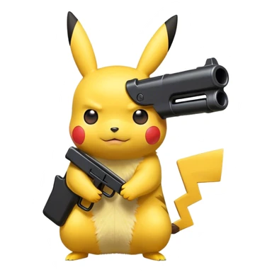 Pikachu holding a black toy gun legt side view  sticker