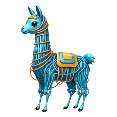 A high-tech llama made of electric wires and cables with rubber scales that reveal its electric skeleton, possessing both jellyfish-like tendrils and the ability to generate electrical pulses that illuminate the ocean depths. sticker