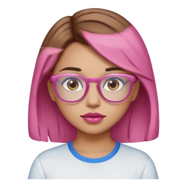A girl with light skin, brown eyes, blue glasses, pink lips, and ONLY LIGHT BROWN hair. NO PINK!!!
 sticker