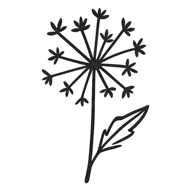 dandelion, hand drawn black outline, sketchy, no fill sticker
