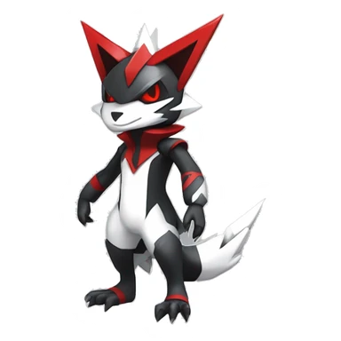  Cool Edgy Futuristic Black White Red Zangoose-Digimon-Medabot full body sticker