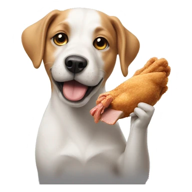 dog eating chicken  sticker