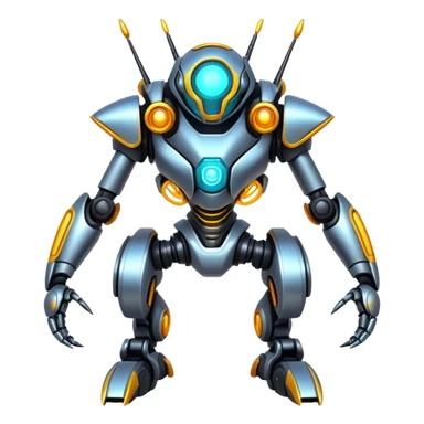Shiny Epic Edgy Cool Colorful Vibrant Modern Futuristic Robot-Vernid-Protogen-creature-animal, full body  sticker