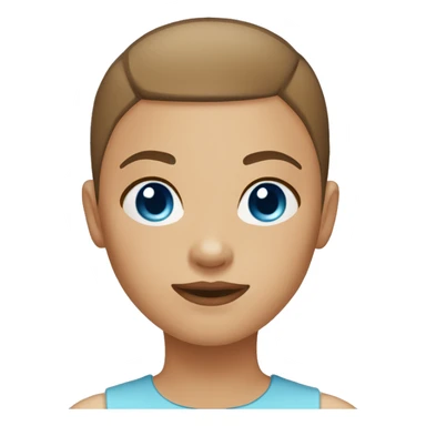 BLUE EYES BROWN BUZZ CUT LIGHT SKIN ROUND FACE GIRL sticker