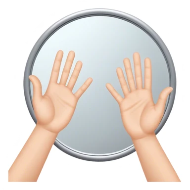 palms clapping another's hand in mirror
 sticker