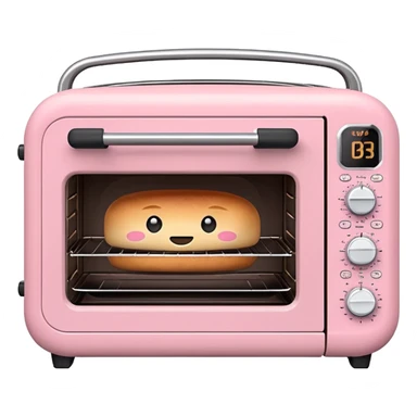Cute emoji-style Ninja Combi countertop oven, pastel pink appliance, rounded edges, soft highlights, simple shadows, modern kitchen gadget aesthetic, realistic, centered, white background sticker