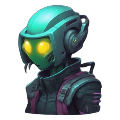 cyberpunk alien character desing scifi roguelike rpg style inspired by slay the spire digital art sticker