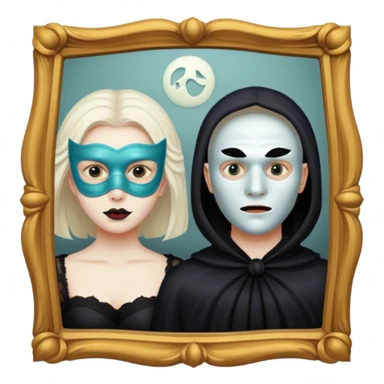 Spooky Man on mask in mirror behind woman sticker