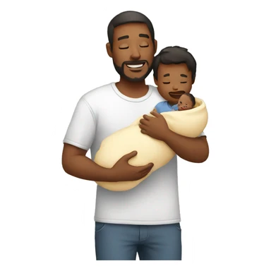 Father holding newborn sticker