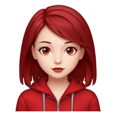 beautiful girl with dark red medium hair, red eyes and red clothes sticker