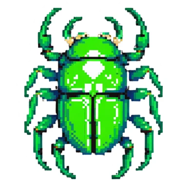 green shiny scarab with a skull as its body sticker