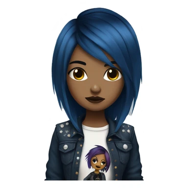 punk rock emo girl brown skin dark blue hair  sticker