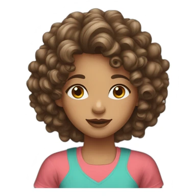face of midle easten curly tenage girl with medium brown hair in T-shirt sticker