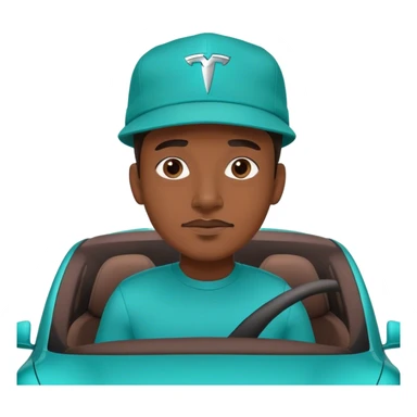 Black man in Tesla with teal hat on  sticker