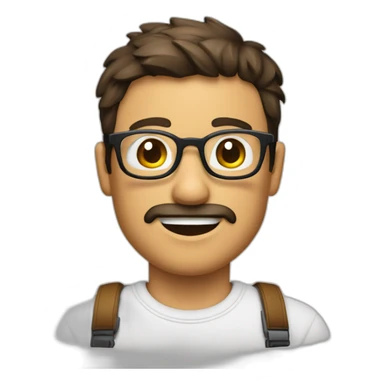 Homme brun raser sur les coter avec des lunette ronde fine sticker