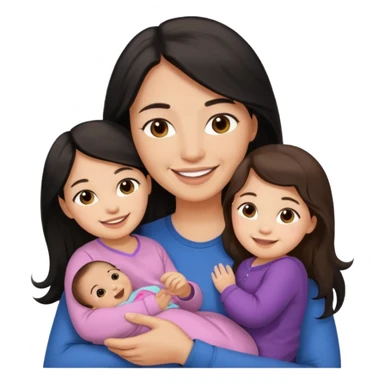 Mom and dad and baby girl brown dad light skinned mom and baby women with long black hair sticker