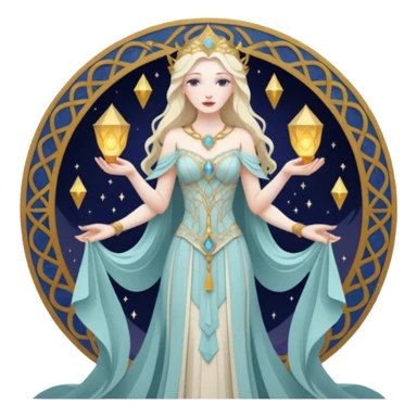 fantasy magic tarot card low poly goddess sticker