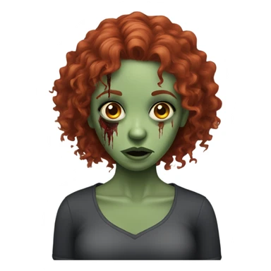 Zombie girl with hands and red curly hair sticker