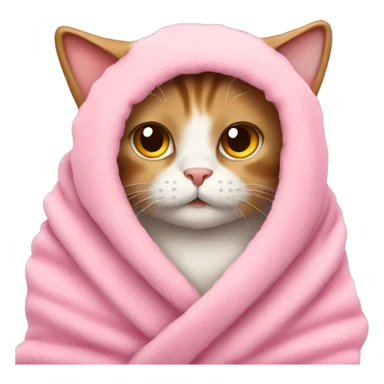 Cat in a pink cozy blanket sticker
