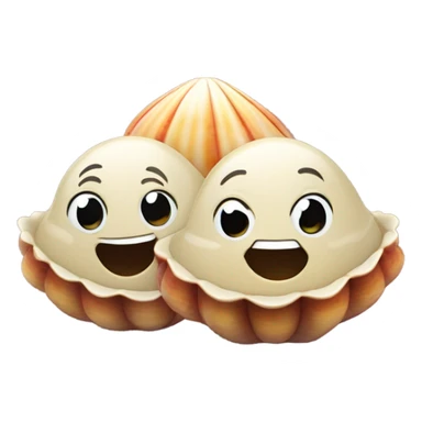 Two clam friends smiling sticker