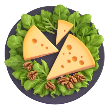 plate with cheese, leafy greens, and walnuts sticker