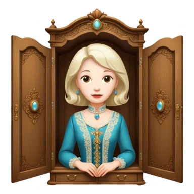 A middle-aged lady character from the fairy tale Beauty and the Beast — she was turned into a wardrobe by magic, while retaining the wardrobe's original form and having an anthropomorphic face. sticker