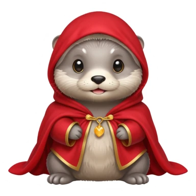 baby grey otter, in magic red cloak sticker
