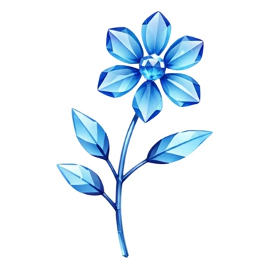 Blue crystal flower and stem sticker