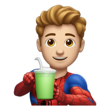Spiderman qui boit du lait dans un biberon couleur peaux  sticker
