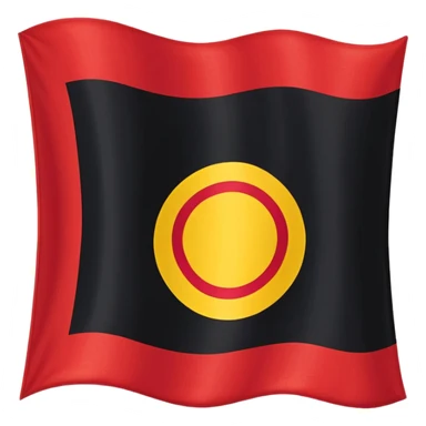 a wavy black and red rectangle flag with a yellow circle in the middle  sticker