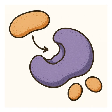 Ultra-detailed scientific illustration  (like in a school book) of enzyme digestion. Macro molecular view, clean white background, no text, no human figures or cartoon characters. Purely biological focus. sticker