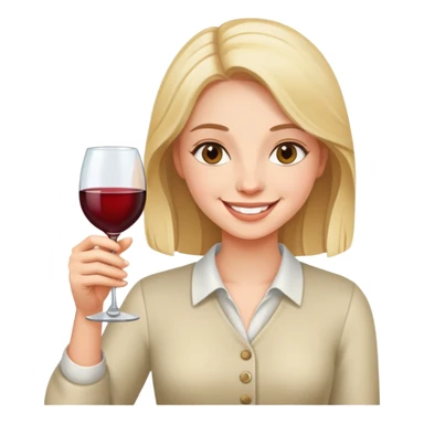 smiling girl with a wine glass sticker