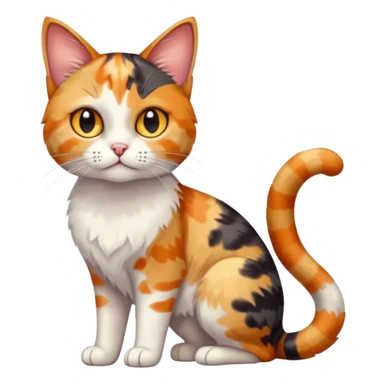 full body anxious looking colourful patchy light calico tabby cat sticker