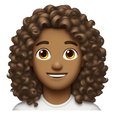 Attractive long , Curly , brown hair masc with brown eyes  sticker
