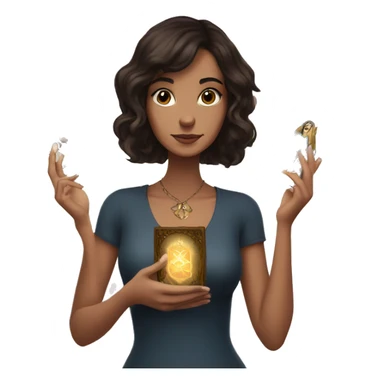 Brunette with tarot cards in her hands sticker