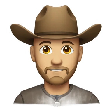 bald man with beard cowboy sticker