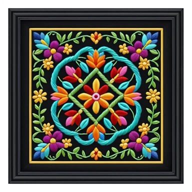 Framed embroidery sticker