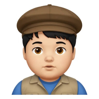 chubby boy black hair wearing cap sticker
