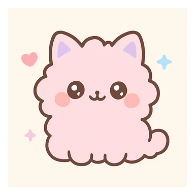 fluffy, kawaii style, cute face sticker