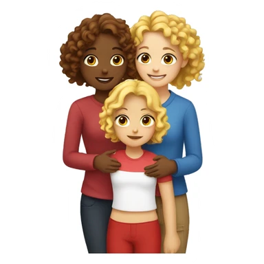 two girls are hugging, one is curly brunette, and another one is blonde with red strands  sticker