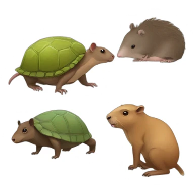 possum, turtle and capybara sticker