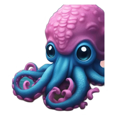 a blue kraken that rocks  to another pink kraken sticker