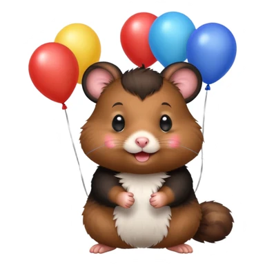 black hamster with balloons sticker